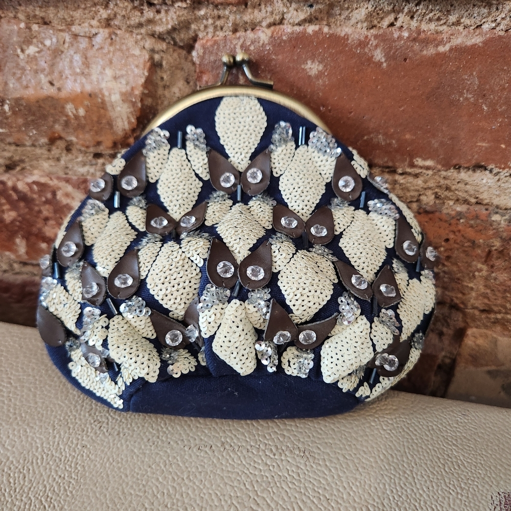 Anthropologie embroidered owl coin purse/pouch/wallet